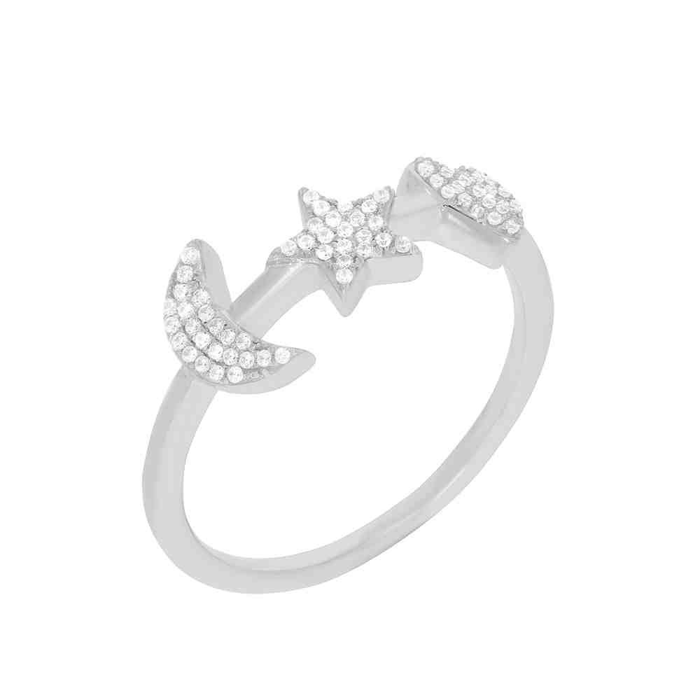 Moon,Star and Heart Diamond Ring LR12097A